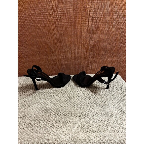 FSJ Black Suede Open Toed Spiked Heelsl Size 4 - Picture 3 of 5